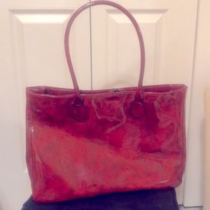 Red Elizabeth Arden Faux Leather Tote